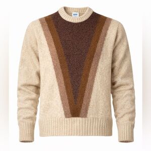 Vintage BHS Shetland Wool Sweater Ireland 40 Brown Stripe Crewneck